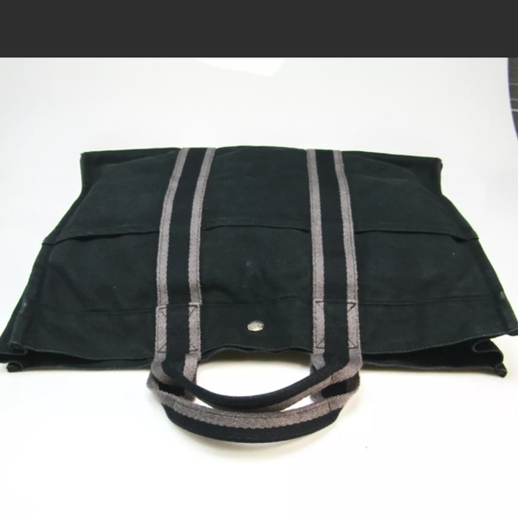 Hermes Fourre-Tout MM Black Canvas Bag "Authentic" Purple Stripe - Picture 7 of 14